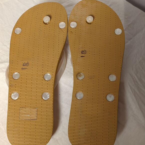 Summer Flip Flop Lot Size 10–11 Pink Glitter Gold Glitter White Sandals Floral - Picture 5 of 9